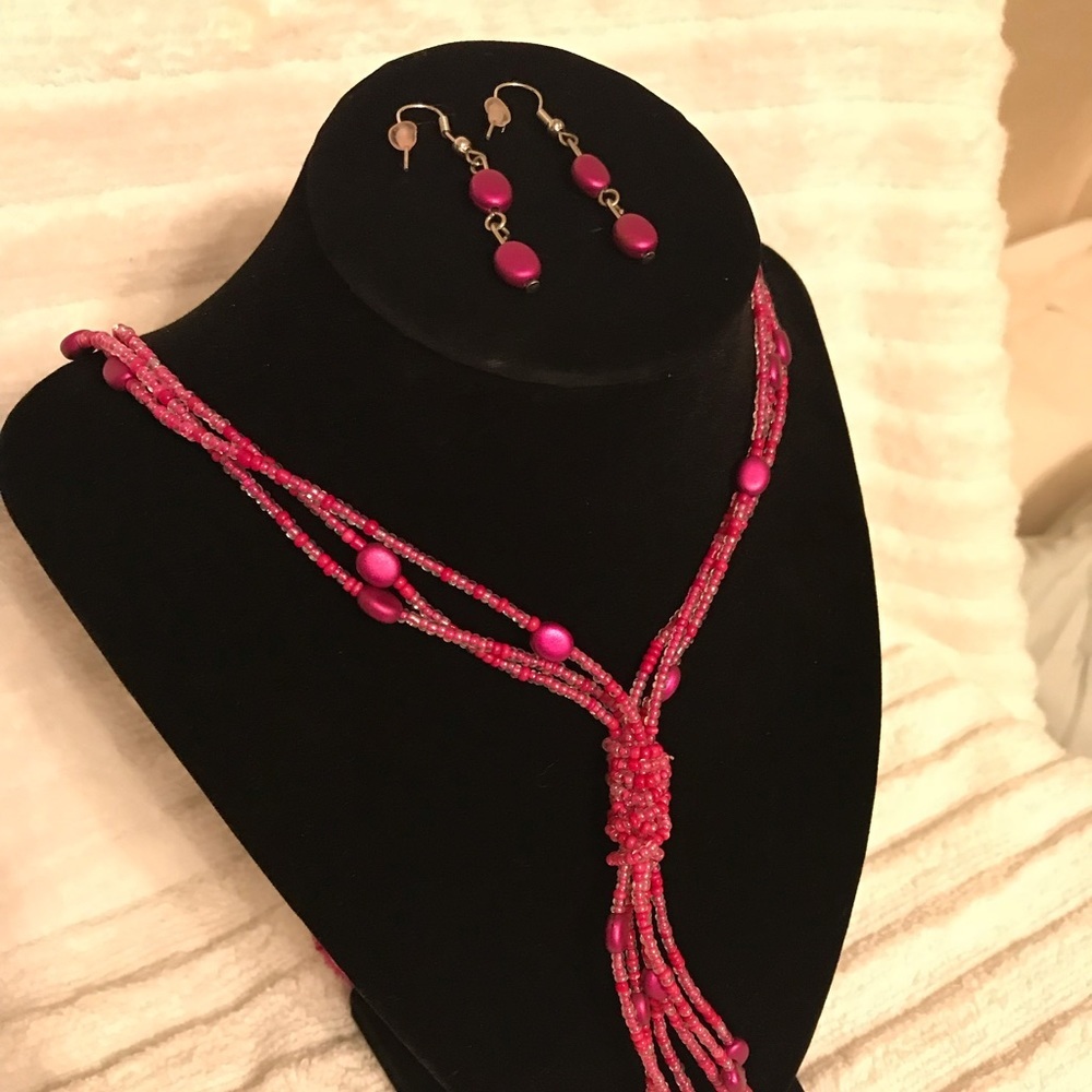 Beaded Earrings and Necklace Set